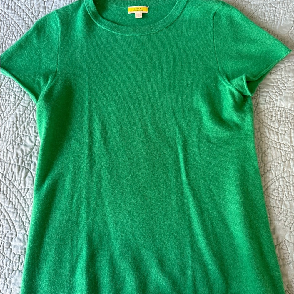 J. Crew Green Short Sleeve Tee Classic Crew Neck